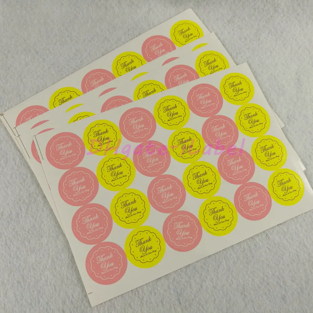 Mixed Yellowpink СПАСИБО Design Sticker 2727mm 106 quotx106 quotfood Seals Gift Stickers для свадебного подарка торт BAK9523097