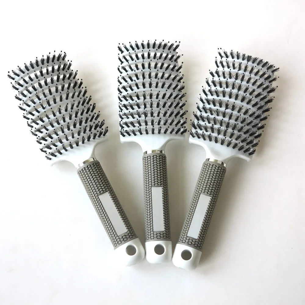 Nouveau 1 pièces peigne à cheveux antistatique chaleur incurvée Vent Salon de coiffure brosse à dents rangées outils de coiffure couleur noir blanc