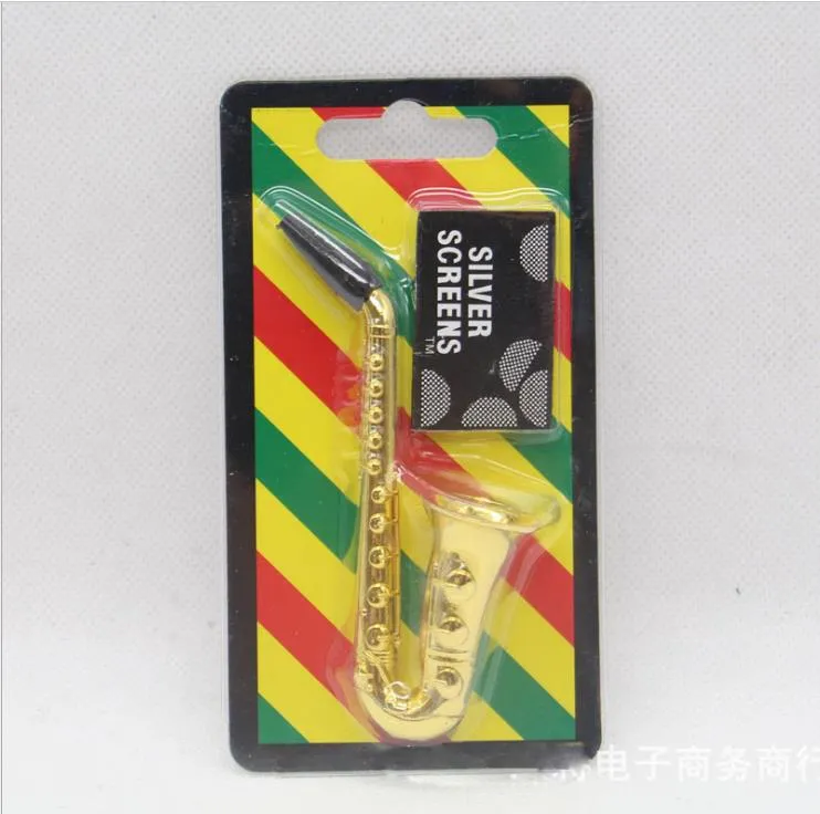 Suction card with a mesh set of metal pipe gold plated saxophone trumpet filter cigarette holder