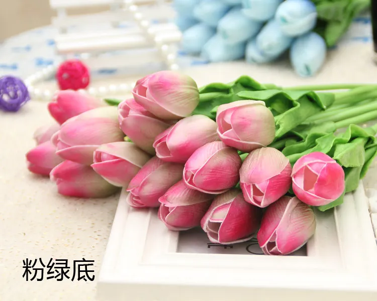 Bedroom Table decoration tulip pink white yellow multicolor PU artificial tulip display flower hotsale decorative flower