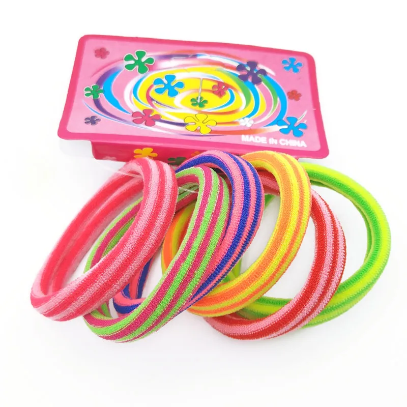 pack Size 4cm Striped Colored Elastics Rubber Bands Hair Accessories Colorful Headband Girls Tie7807407