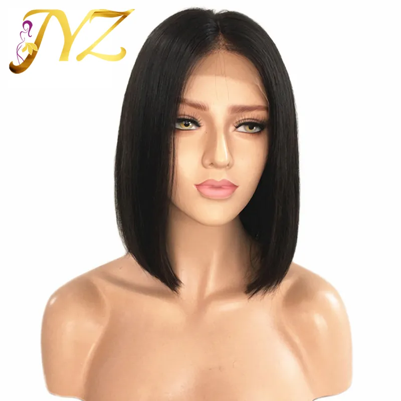 Natural Straight Bob Human Hair Lace Front Wig Swiss Brazilian Hair Quality For Black Woman