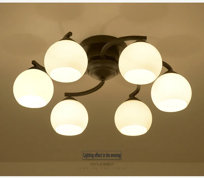 Modernt glas hänge lampa E27 LED källa modern europeisk amerika stil ledd hängande ljus för vardagsrum matsal sovrum dekoration