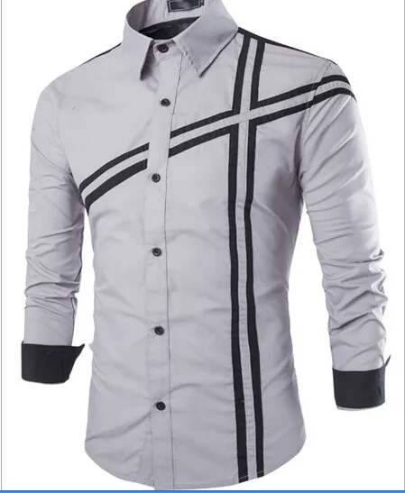 2016 autumn mens long-sleeved dress shirt hit the color simple long-sleeved casual shirt