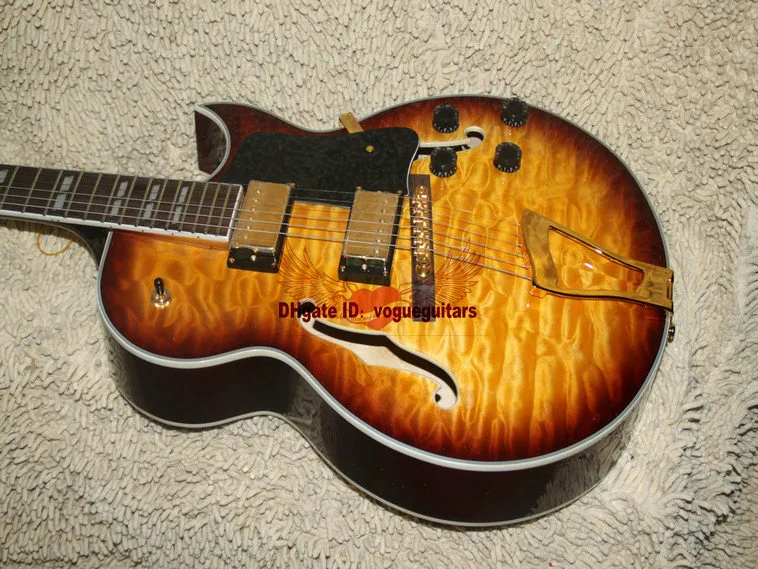 La plus nouvelle guitare de jazz classique creuse de haute qualité Honey Burst fabriquée en Chine