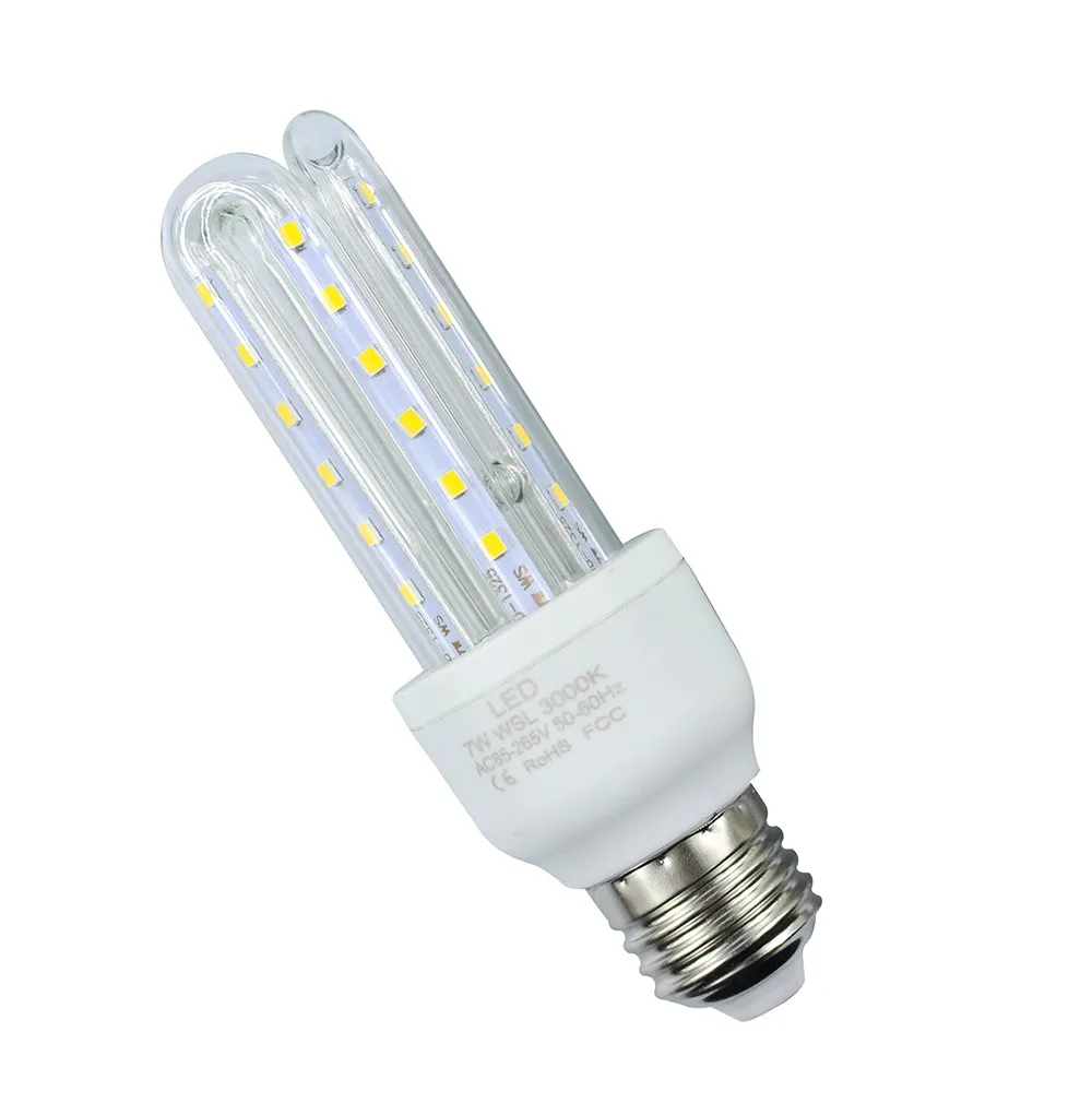 E27 2835 SMD LED-lampor 85-265V 7W U-formade LED-lampor Corn LED-lampa Julkrona Ljusbelysning 360 grader