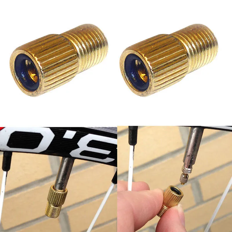 Cykelcykel Presta Ventil till Schrader Adapter Bike Pump Typ Inre Ventil Tube Valve Converter med gummiringbrickor