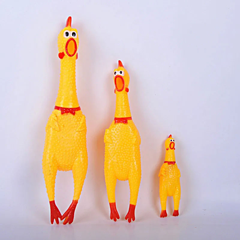 XFLYP 2 Pieces Screaming Chicken Yellow Rubber Squaking Chicken Toy, Durable Outil de Décompression Shrilling Gadgets pour Animaux de Compagnie Ou Enfants, 32CM