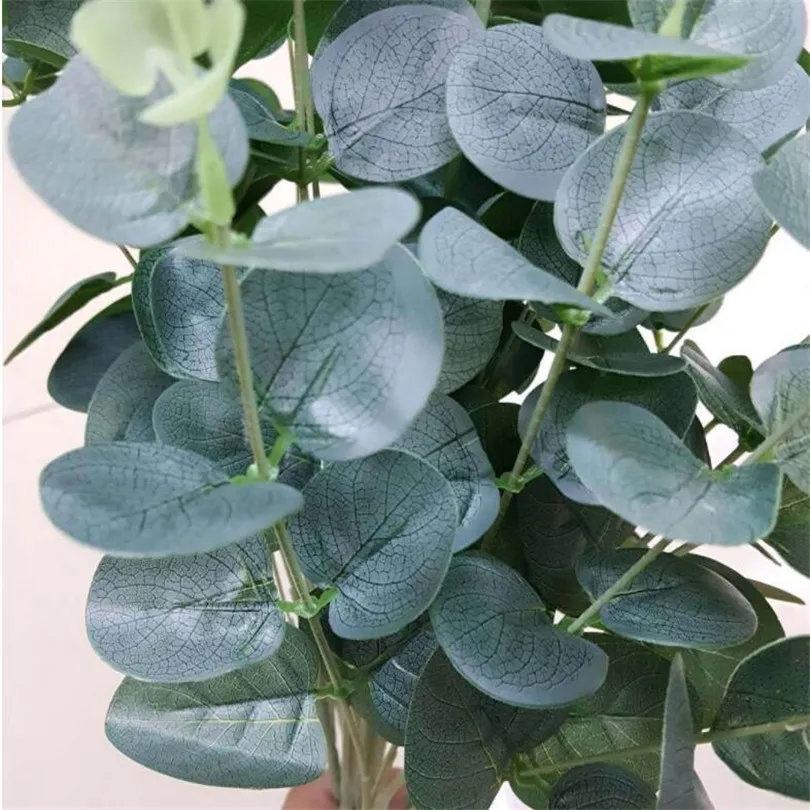 Plante d'eucalyptus artificielle, Simulation de verdure, pièces d'eucalyptus vertes, plantes en plastique, 47cm, pour décoration murale verte