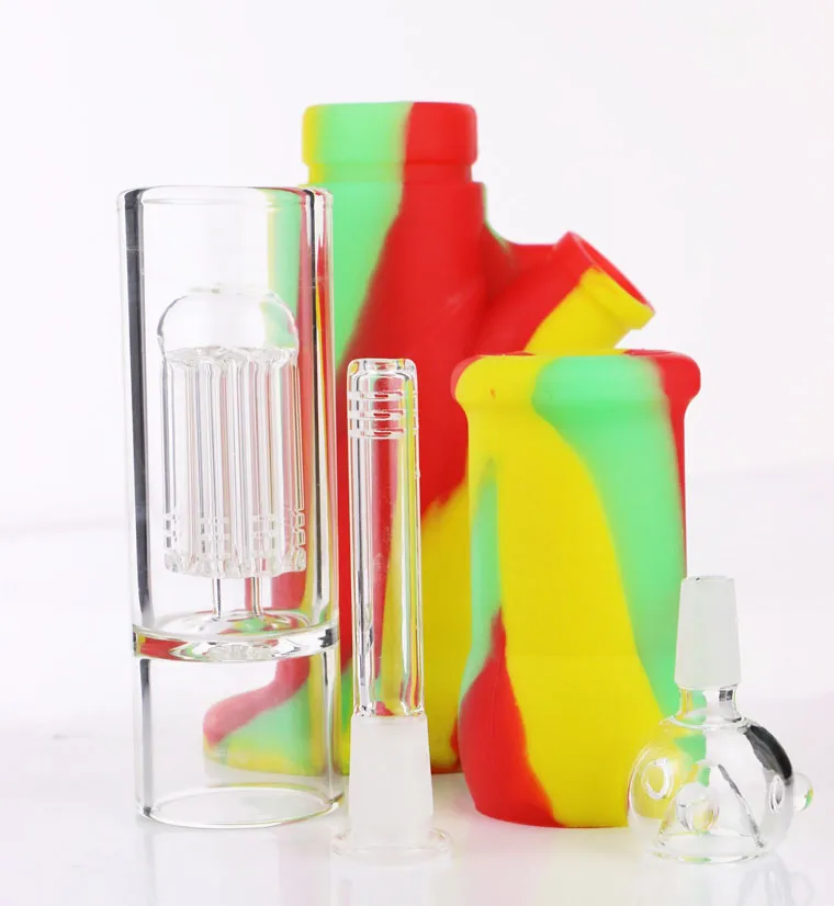 Nuovo arrivo Narghilè 14 '' Bong in silicone con vetro 8 Arms Tree Perc Gel di silice durevole Bong Dab Oil Rigs pipa da fumo