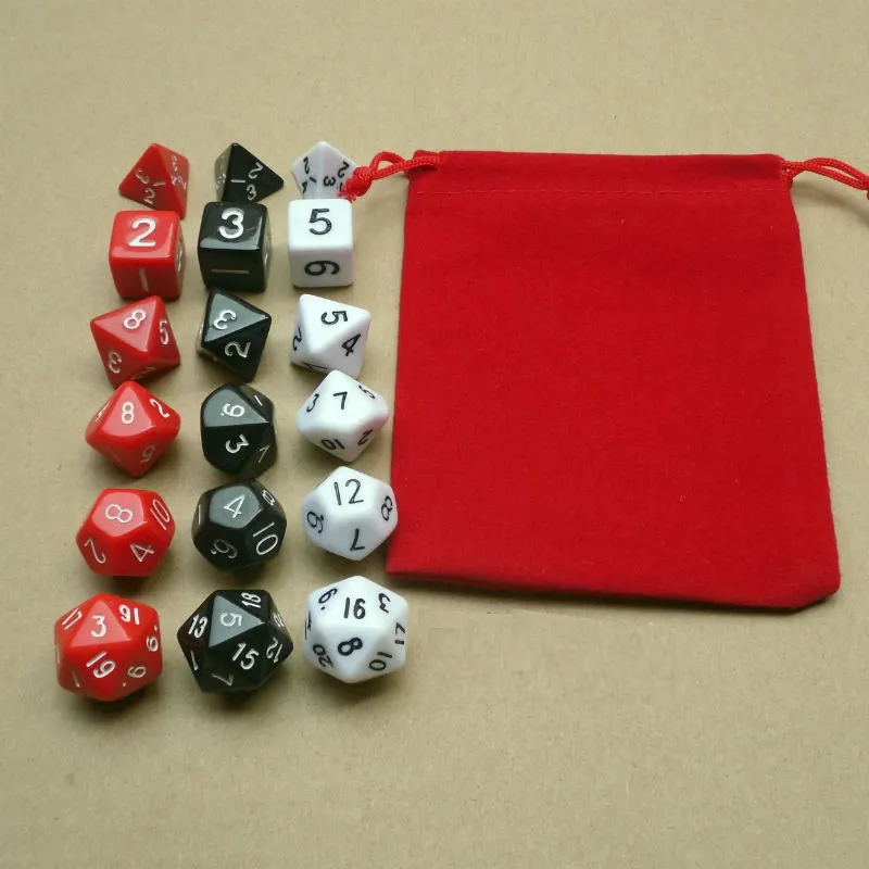 21pcs متعددة الأزهار متعددة السطوح مجموعة RPG لعبة 3pcs * D4 D6 D8 D12 D20 D10 (0-9 00-90) Dungeons Dragons Daggerdale Dice #D16