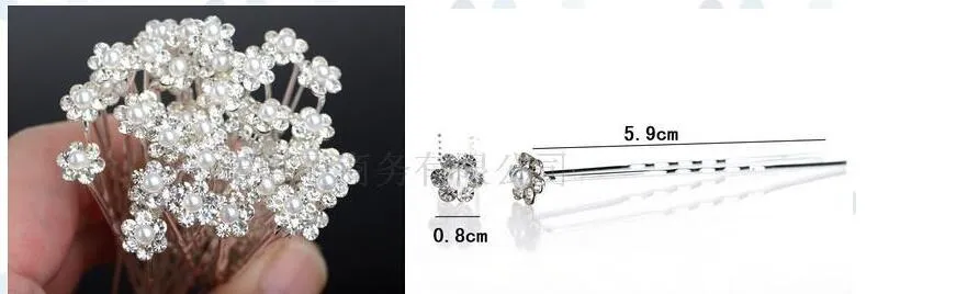 Ucuz Bütün 40 PCS Düğün Aksesuarları Gelin İnci Saçkopları Çiçek Kristal İnci Rhinestone Saç PINS KLİP NEDEN KIRILIKLAR HA259W