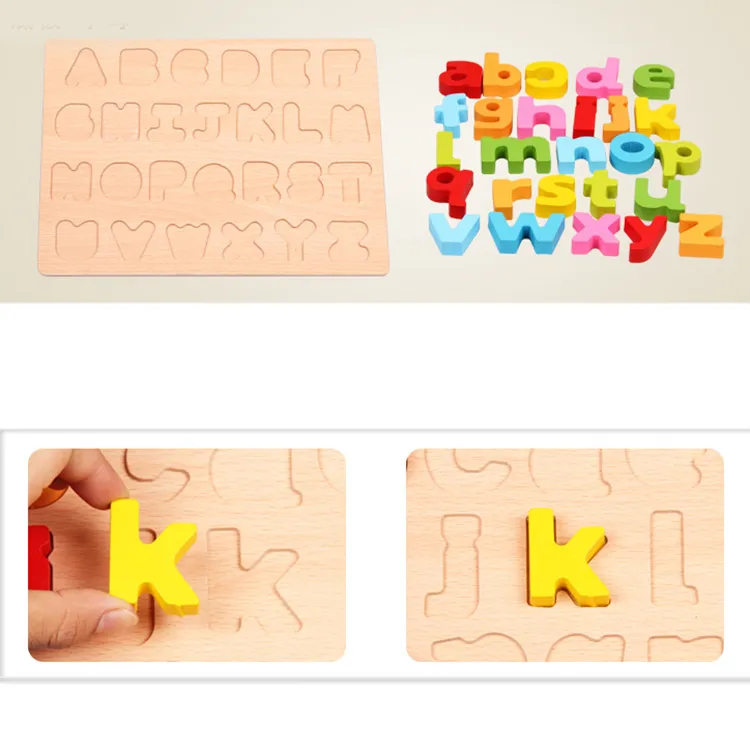 Nowy Drewniany Edukacja Preschool Nauka ABC Alfabet Litera 123 Karty Numerowe Zabawki poznawcze Puzzle