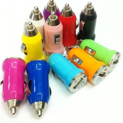 Carregador de carro colorido bala adaptador de viagem para iphone7 7 plus 6 adaptador universal para o telefone móvel samsung htc
