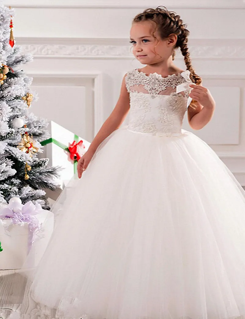 Koronkowa Baby Girl Birthday Party Boże Narodzenie Suknie Nowa Księżniczka Pagewant Dress First Communion Flower Girl Sukienki