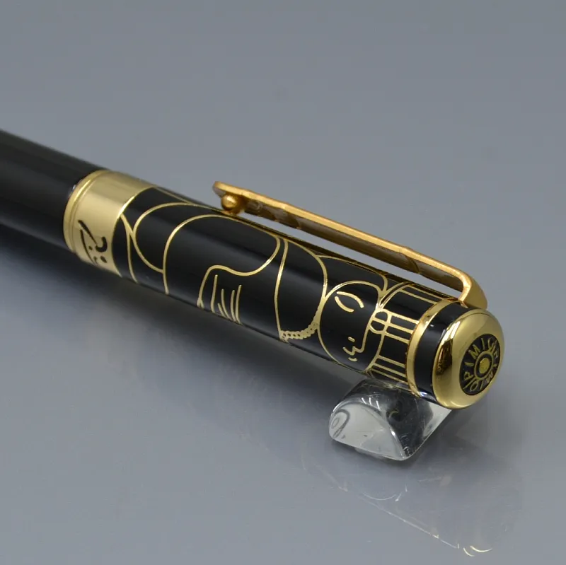 Top Quality Picasso black metal Roller ball pen with Gold Clip business office stationery writing gift ball pens205h