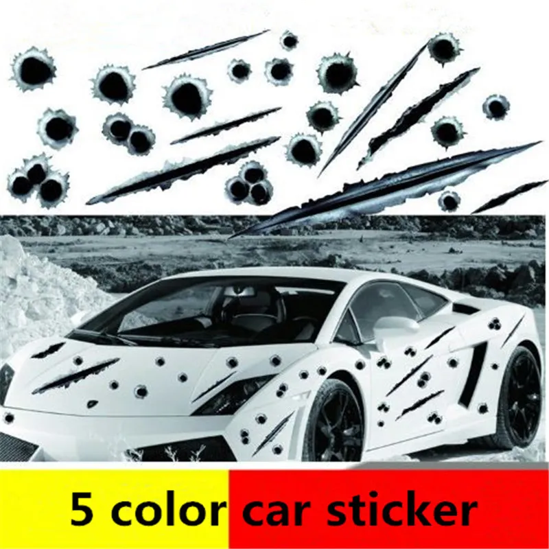 Stilvolle 5 Design Aufkleber Für Auto Gefälschte Einschussloch Kratzer Auto Aufkleber  Karosserie Aufkleber Cool Auto Aufkleber Atp234 Von 1,1 €