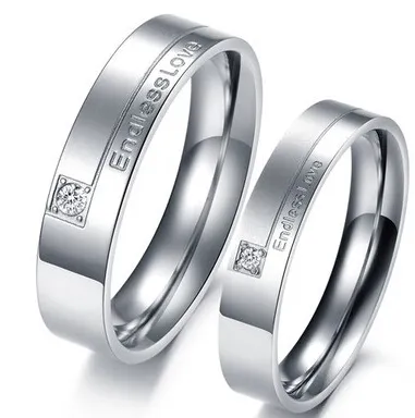 Anneaux En Cristal De Fiançailles En Acier Inoxydable Pour Couple De Mariage Bijoux Cadeau De Mode Partie Nouveau Chaud En Gros Bague Anneau