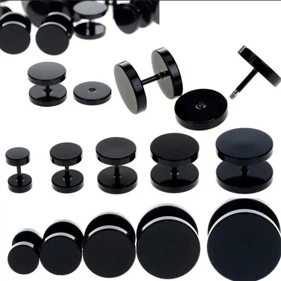 8pcs Black Stainless Steel Fake Cheater Ear Plugs Gauge Body Jewelry Pierceing Earring For Men Hot Sale Free Shipping