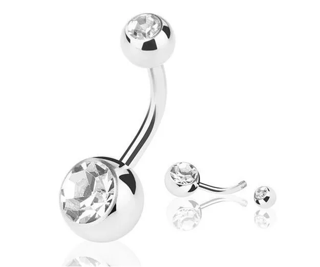 Nuovi anelli ombelico in acciaio inossidabile Anelli ombelico Barre piercing il corpo con strass di cristallo Gioielli gioielli di moda bikini da donna