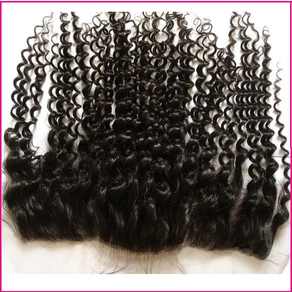 Cheap Silk Base Lace Frontal 13x4 With Baby Hair 8-24" Kinky Curly Virgin Indian Hair Silk Base Full Lace Frontal Closure Bleached Knots