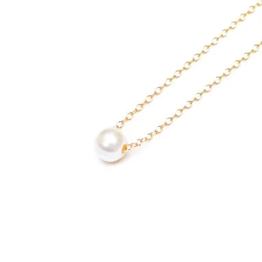 - N133 Simple White or Ivory Pearls Necklace Cute Circle Round Pearl Necklaces with Gold Silver Chain for Women Wedding Party