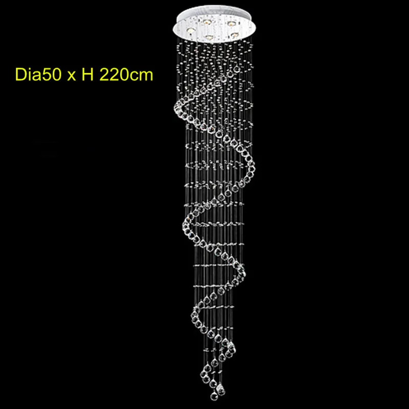 Modern K9 Crystal Chandelier Spiral Rain Drop Crystal Lighting Chandelier Flush mount Stair Lights for Staircase