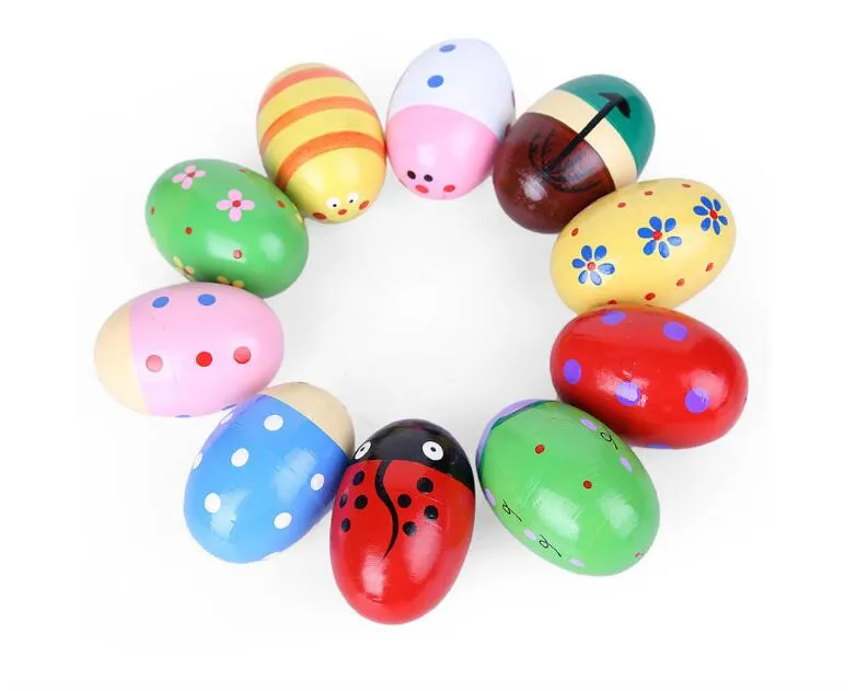 Hot Sale Wooden Sand Eggs Instruments Percussion Musical Toys For Children Kids Education Toy Sent By Random