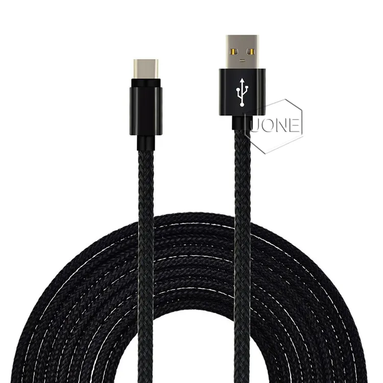 Câble de type C en nylon tressé USB 3.1 vers USB 2.0 A mâle câble de charge de données connecteur réversible cordon de chargeur pour Samsung S8 S7 Moto LG G5