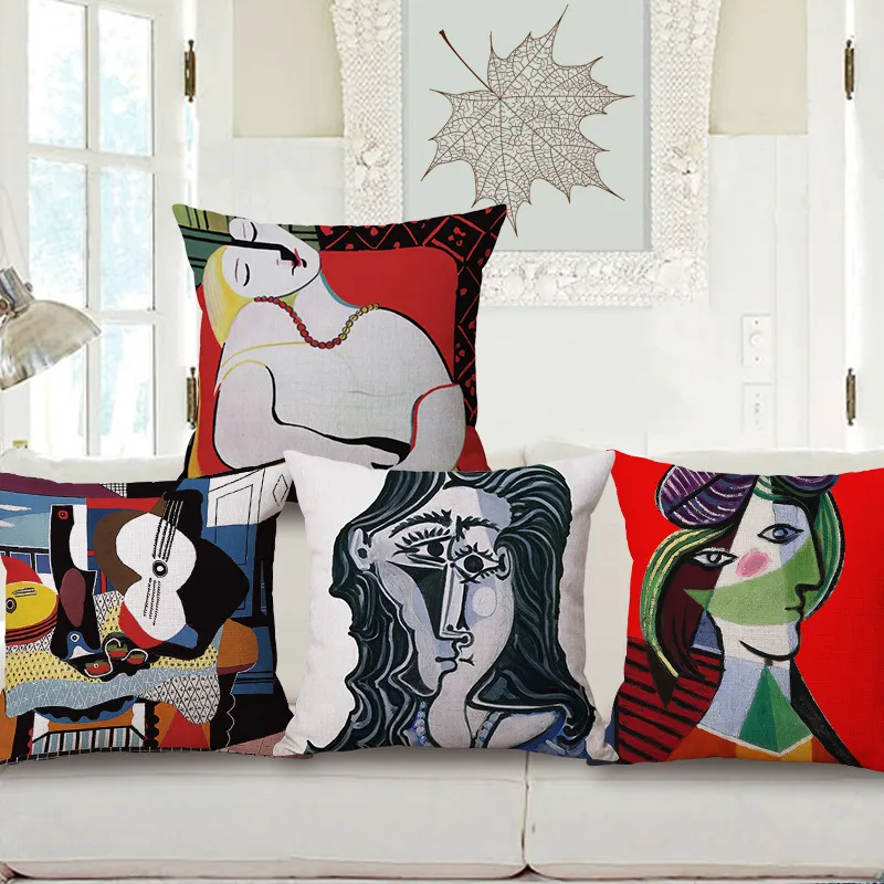 oil painting cushion cover picasso cojines european almofada vintage cojin decorativos retro creative art home decor