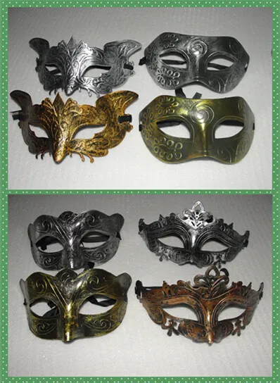 Mix 4 stile Retro Volpe greco-romana Farfalla danza fata Uomo donna Maschera Oro / Argento Mardi Gras Masquerade Party MASCHERE 50 pz / lotto