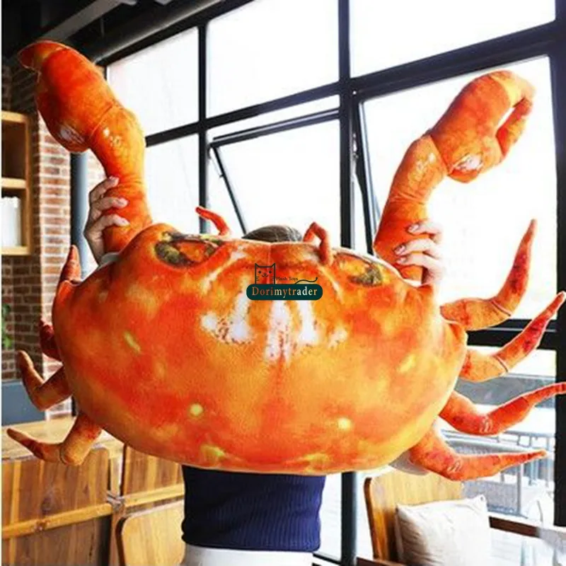 Dorimytrader Bonito Caranguejos Simulados Realistas Travesseiro de Pelúcia Gigante Bichos de Pelúcia Boneca de Brinquedo Decoração de Frutos do Mar Presentes 58cm x 60cm DY6163787407