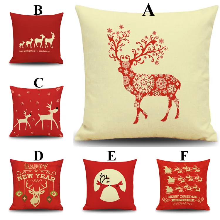 Christmas Reindeer Pillow Case Merry Christmas Reindeer Snowfla Cartoon Animals Pillow Case Festival Gift Christmas Gift 45*45 Cushion Cover