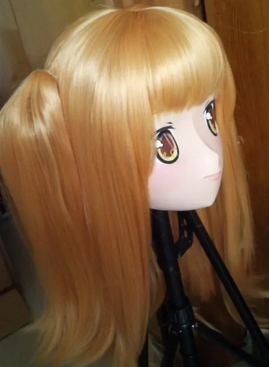 Full Head Anime Kig Mask Cosplay Kigurumi Crossdresser Doll Halloween Fetish Cartoon Character Masks Kan Anpassade Ögon / Hår