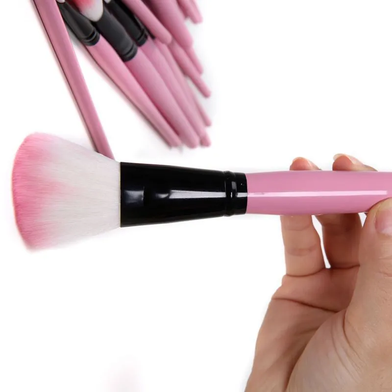 DHL Gratis Ship Professionell Makeup Brushes Set Rosa Kosmetisk Borste Set Kit Verktyg + Roll Upp Case / 
