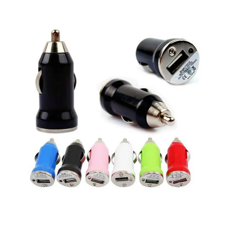 Mini single USB car charger Universal car socket use adapter bullet style for Iphone 7 7plus 6 6plus Samsung HTC