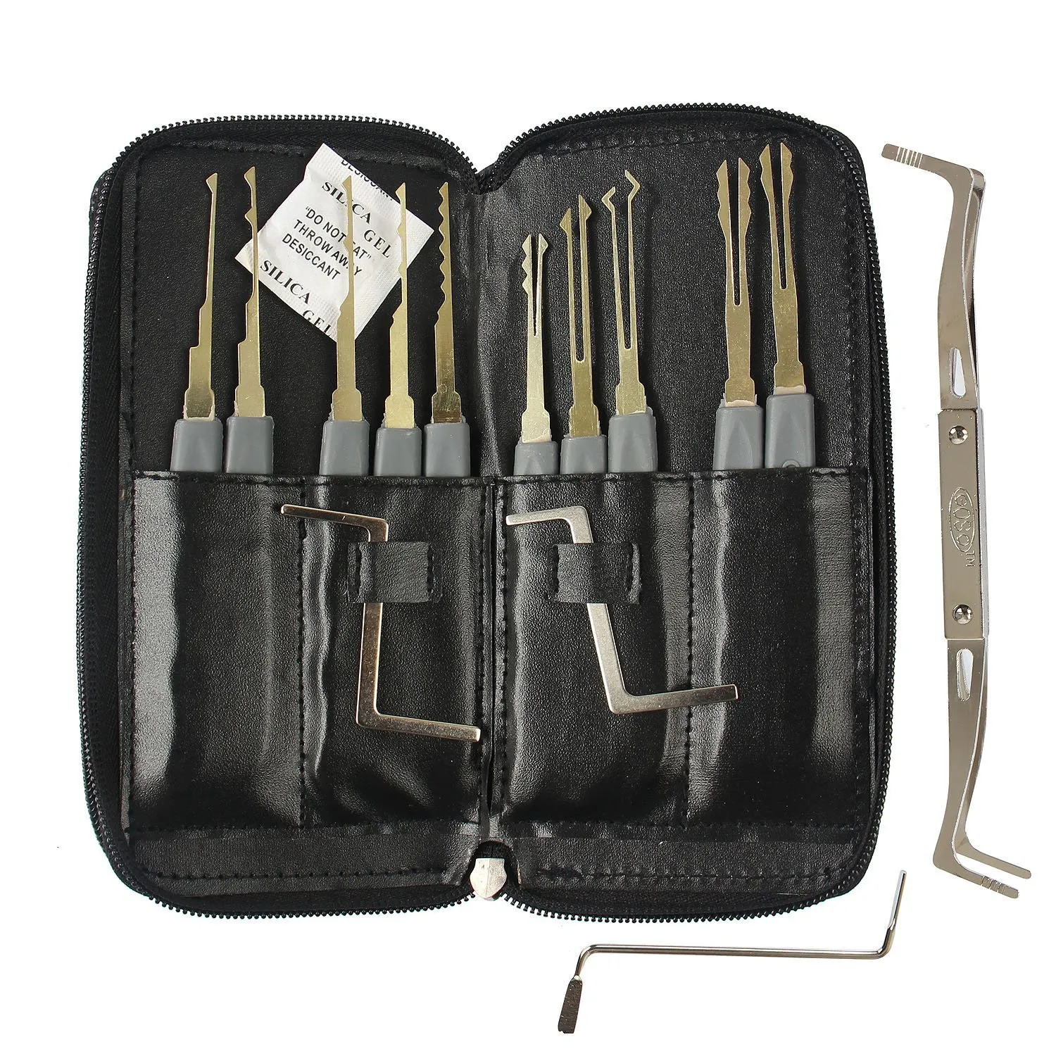 GOSO 24-teiliges Dietrich-Werkzeug-Set, Lockpicking-Werkzeuge, Entriegelungs-Dietrich-Werkzeuge, Auto-Schlossöffner, Schlosser-Werkzeuge mit Lederetui. 1203966