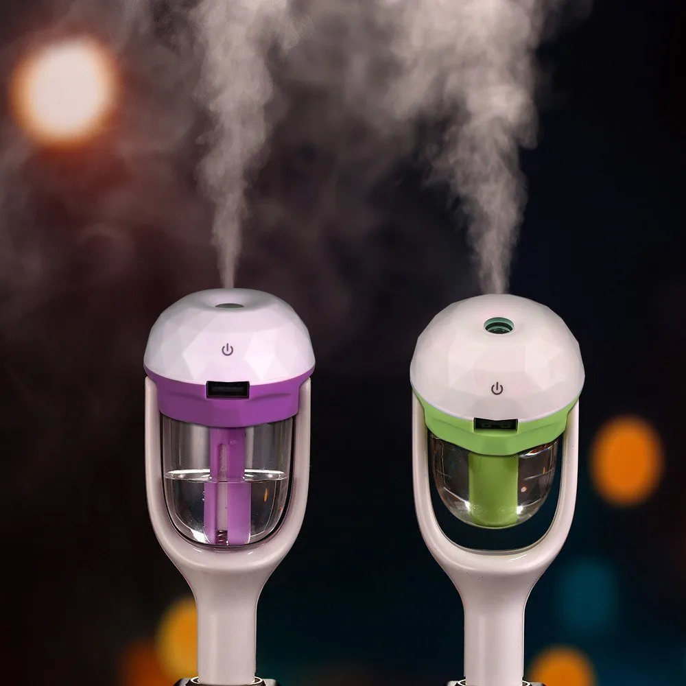 Mini USB-bilfuktare Aromaterapi Essential Oil Arom Diffuser Luftrenare Fresher Fog Mist Maker Fogger Spray 180 graders rotation 12V