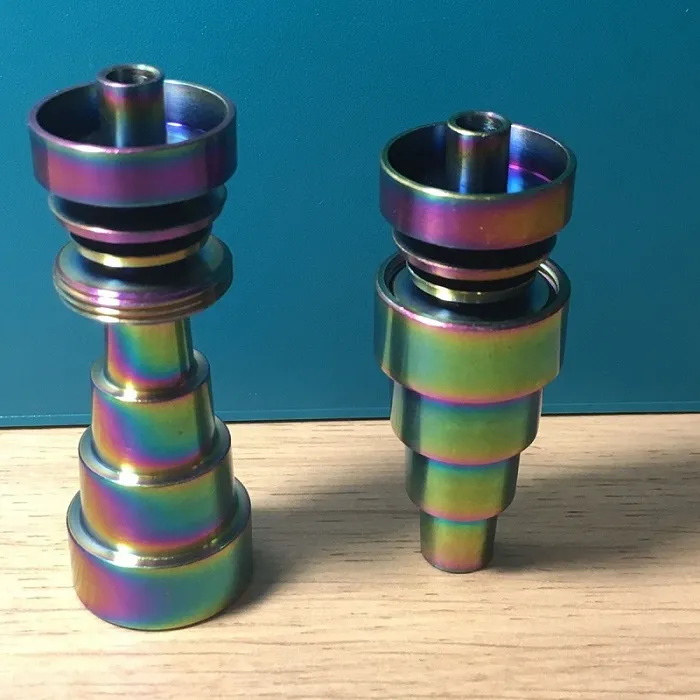 Rainbow Färgglada Domeless Titan Nail Universal 6 i 1 10 mm 14mm och 18,8 mm För rökning Vattenrör Glasolje Riggar Förångare