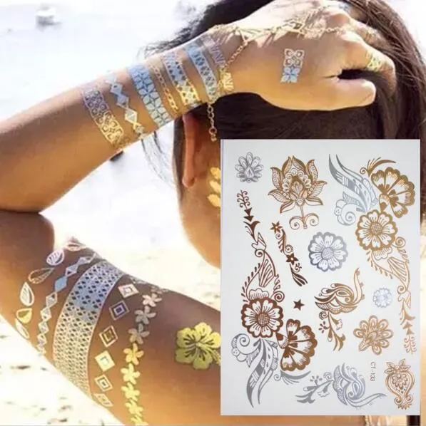 500 Styles Body art chain gold tattoo temporary tattoo tatoo flash Tats tattoo metallic tattoo jewelry transfer tattoos temporary stickers