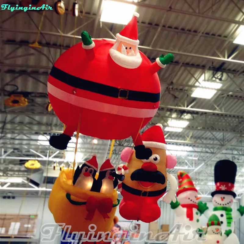 Kerst ornamenten 3m winkel hangende dikke santa bal opblaasbare kerstman met pinguïns