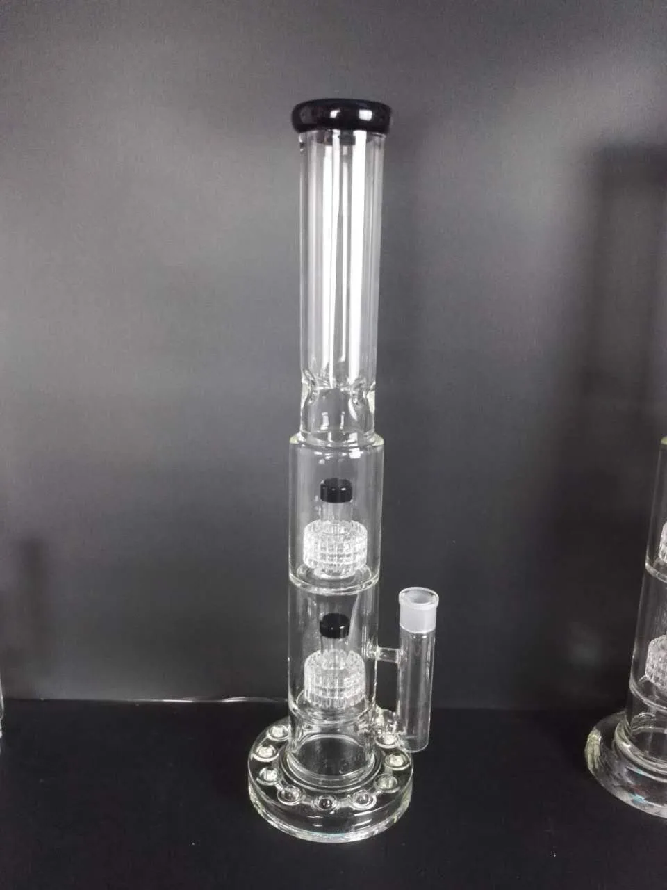 높은 : 47CM 비커 bongs precolator 금연 파이프와 흰색 유리 비드 두꺼운 유리 봉을 판매 유리 봉