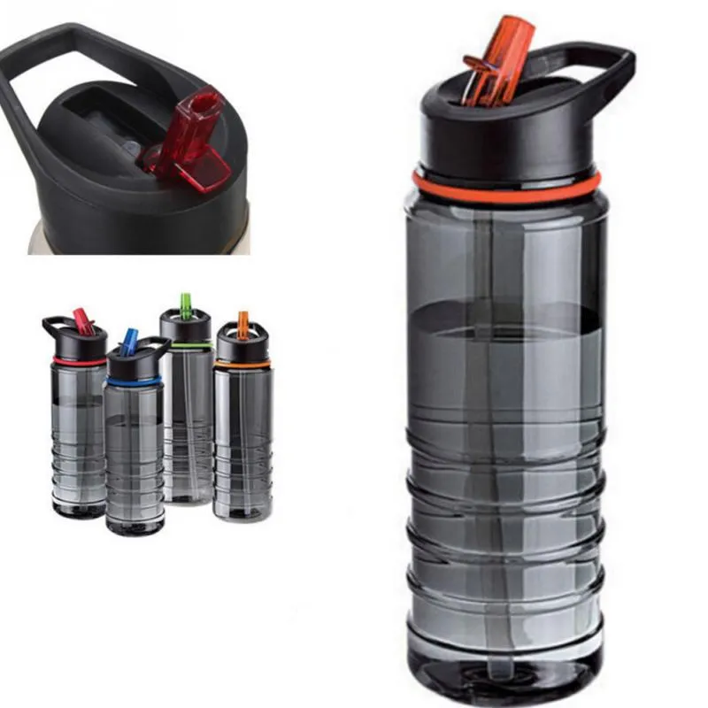 Wholesale- New Arrival Portable BPA Free Plastic Sport Bike Cycling Camping Hiking Picnic Water Bottle With Flip Straw