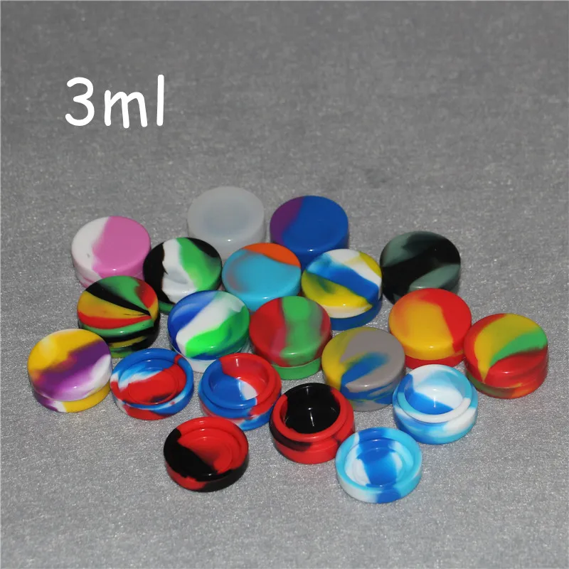 Wholesale dozen siliconen wax containers 3ml 5 ml 7 ml kleine siliconen containers pot dabber tool opslag olie potten concentraat case voor DAB Rigs