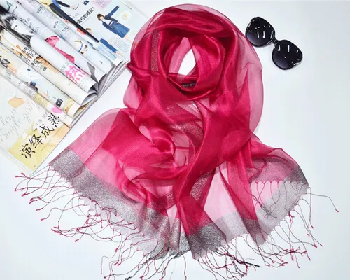 10st Höst New Fashion Woman Silk Scarf Solskyddsmedel Pure Färg Scarf Ladies Mulberry Silk Scarf Scarf 200 * 90cm Gratis frakt