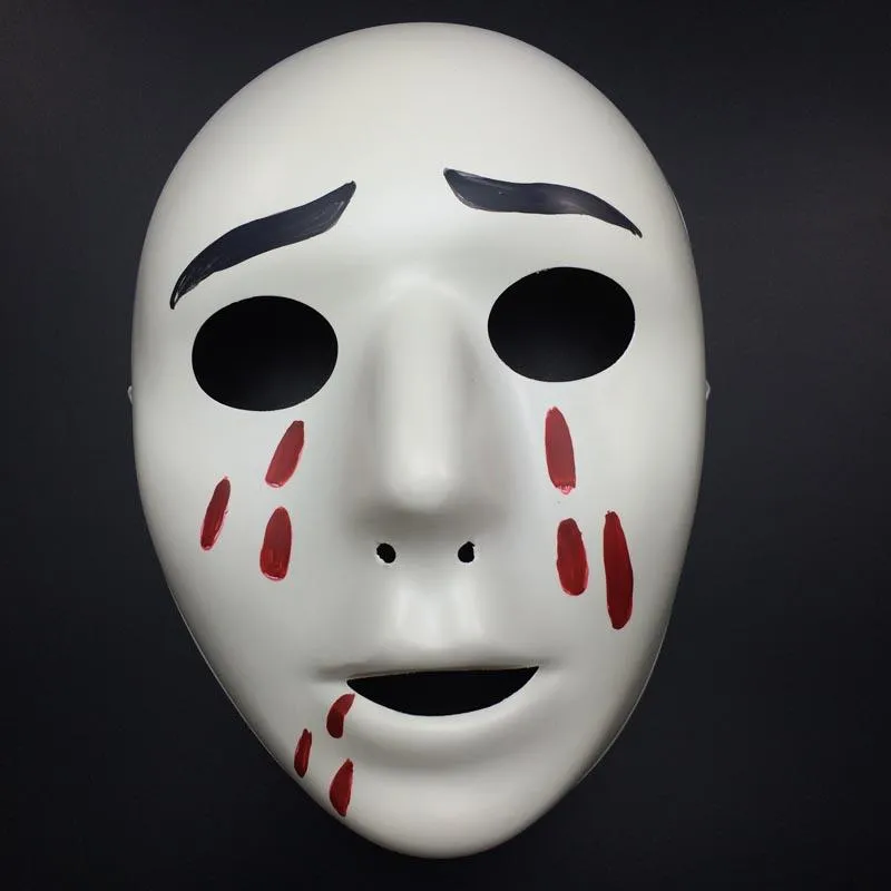 Red Tear Sad Mask Full Face White Mask Halloween Party Mask Mardi Gras Dance PVC Mask 