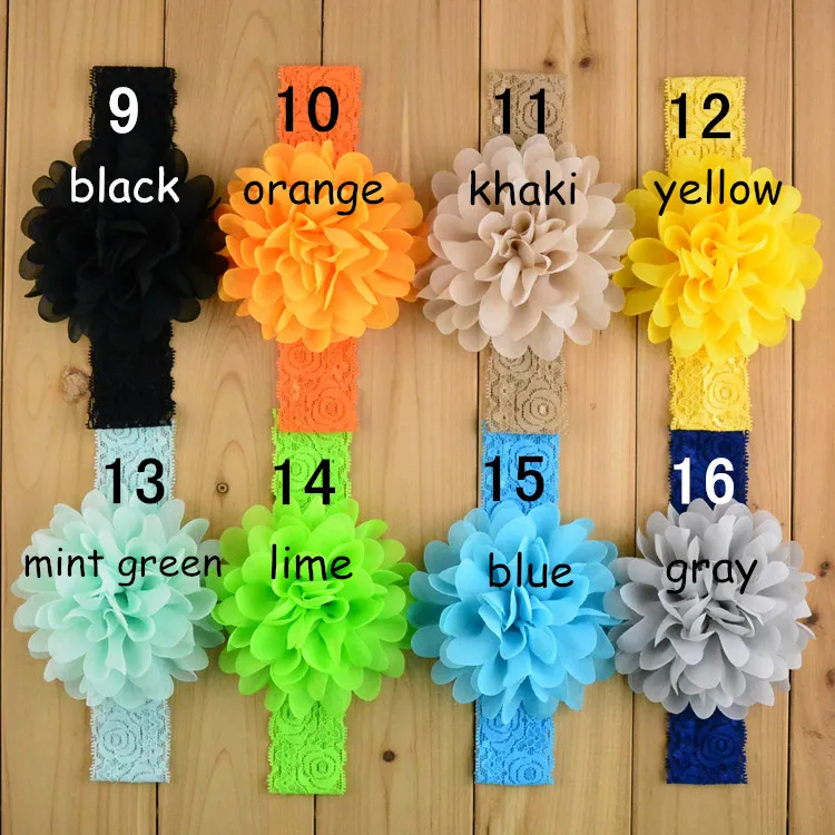 16 färger nya barn spets slips bandanas flicka baby spets elastiska huvudband hår tillbehör gratis frakt