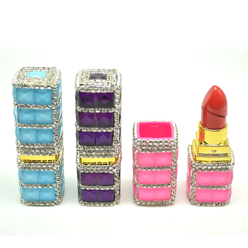 Lipstick Shaped Lighter Refillable lighter Gas Soft Flame Lighters with Rhinestone Womens Stylish Gift 2016 new