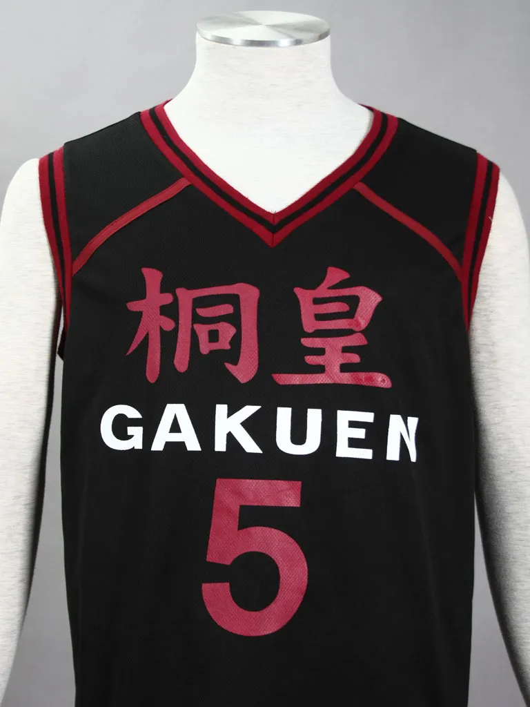 Jersey de basquete de alta qualidade Cosplay Kuroko No Basuke Daiki Aomine No.5 Cosplay Traje Esportes Wear Top + Shirt Black