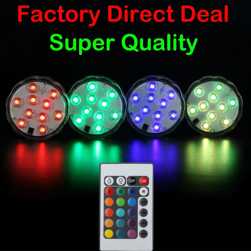 5050 SMD 10 LED Submersible Candle Lamp Remote Control Multicolor Floral Vase Base Waterproof Light Wedding Birthday Party Decoration
